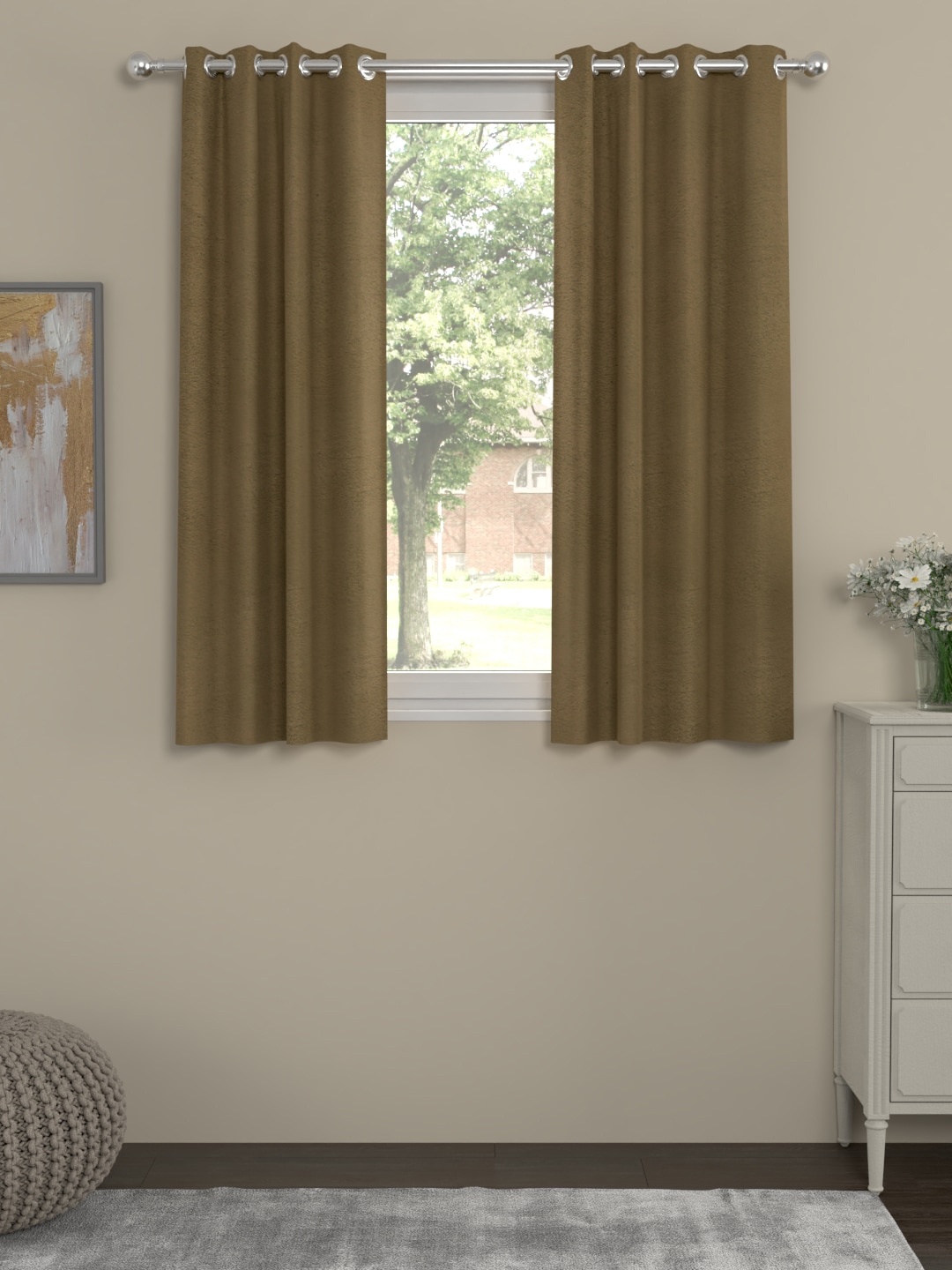 

ROSARA HOME Khaki Set of 2 Window Curtains