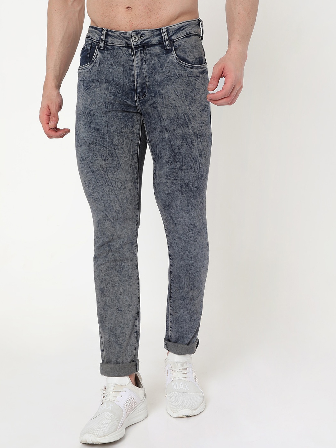 

Rex Straut Jeans Men Black Slim Fit Mid-Rise Clean Look Jeans