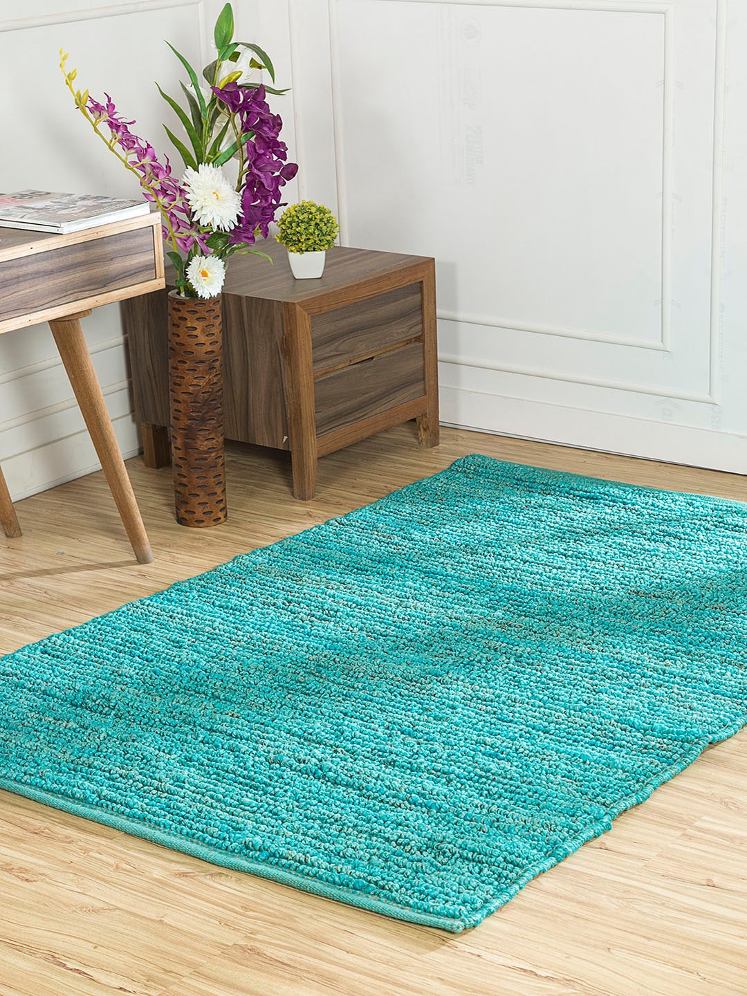 

Jaipur Rugs Sea Green Solid Jute Hand-Tufted Heavy Carpet