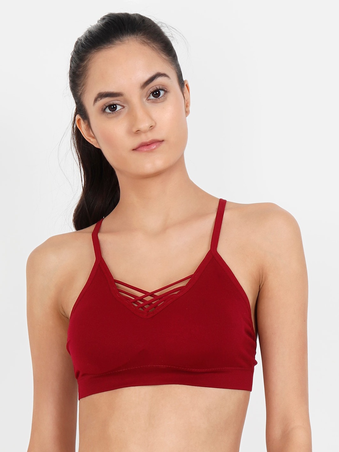 

Lebami Maroon Solid Non-Wired Removable Padding Everyday Bra 845_Wine_30C