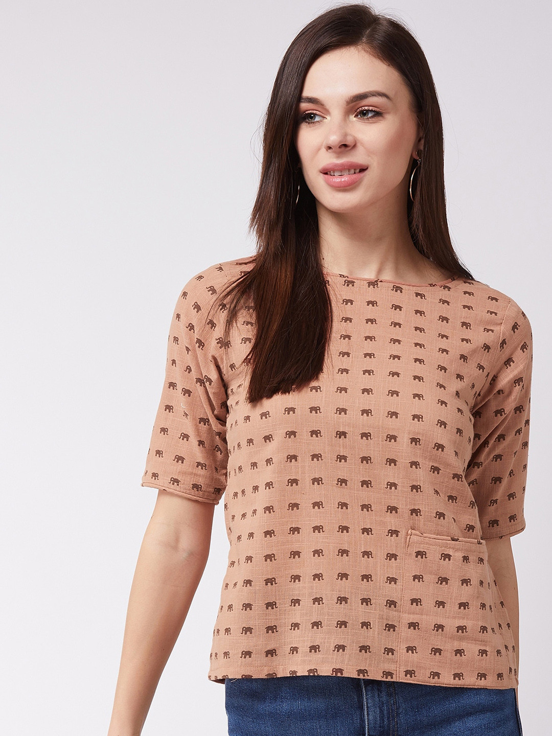 

InWeave Brown Animal Printed Top