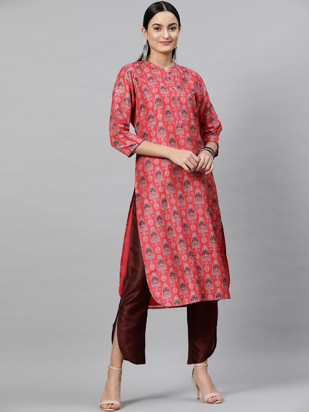 

STREET 9 Women Magenta Printed Kurta with Trousers