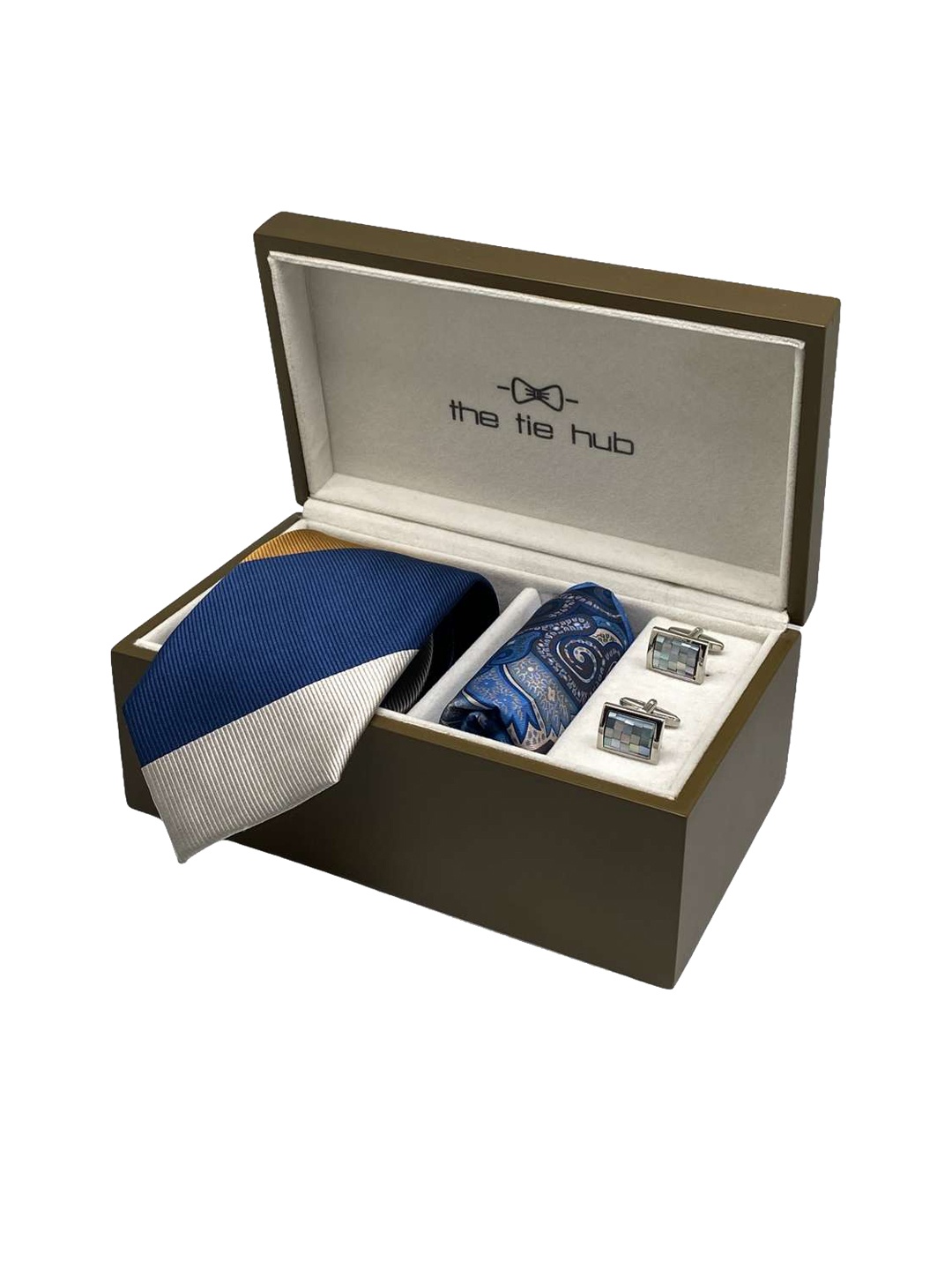 

The Tie Hub Men Blue & Mustard Yellow Accessory Gift Set