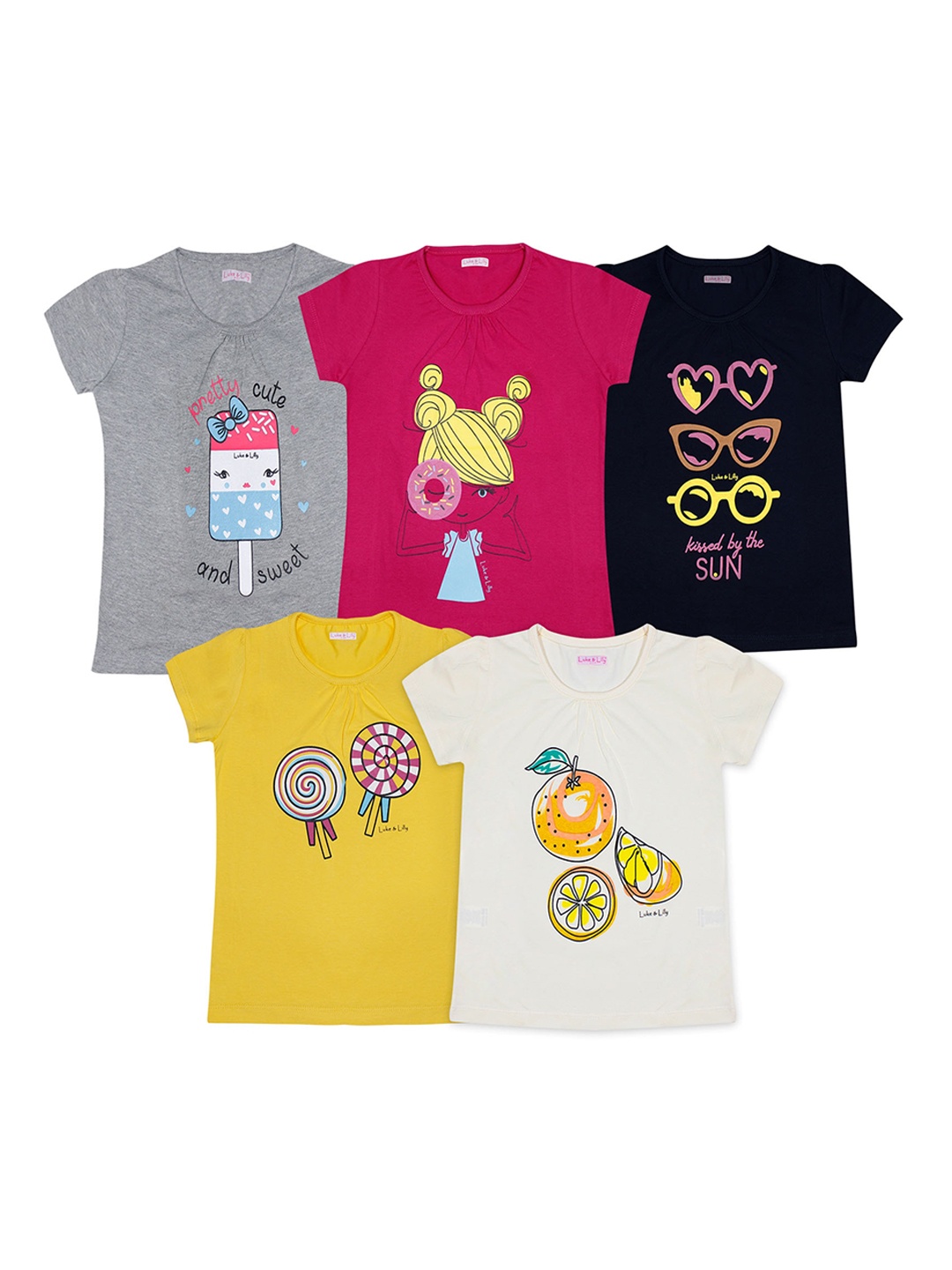 

Luke & Lilly Girls Multicoloured Printed Round Neck T-shirt, Multi