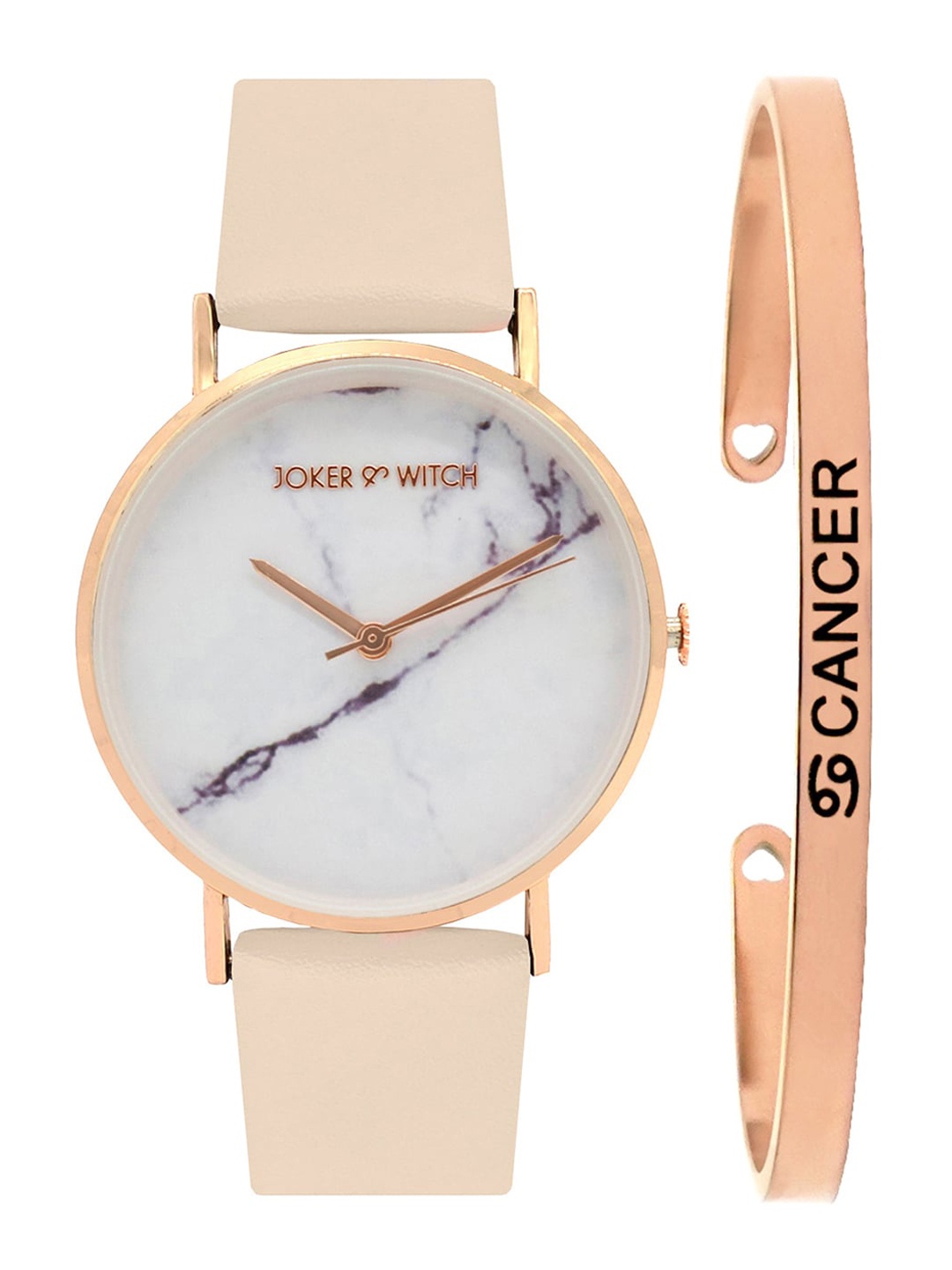 

JOKER & WITCH Women White & Pink Hannah Cancer Watch Bracelet Stack JWBS281