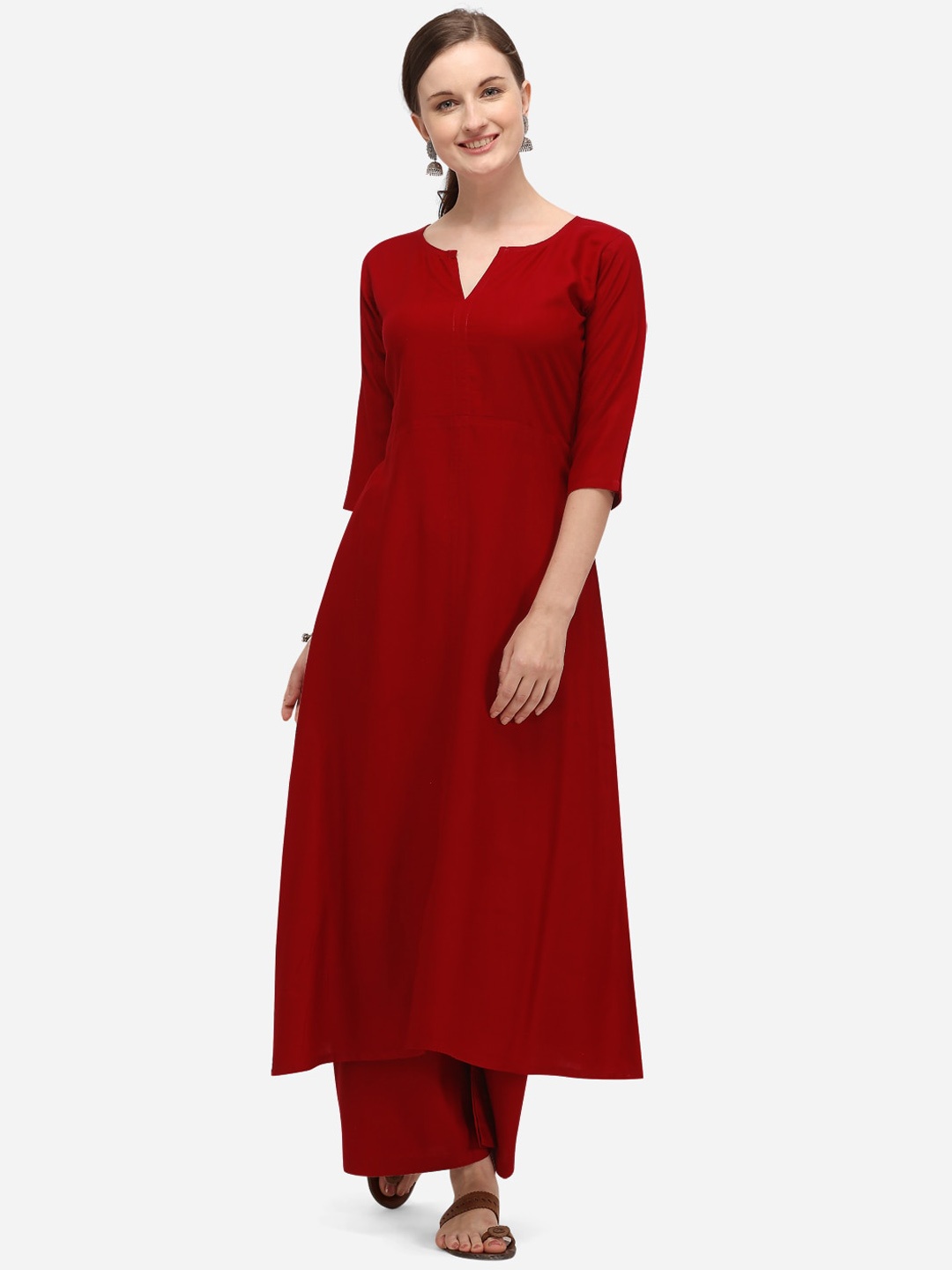 

Florence Women Red Solid Kurta with Palazzos