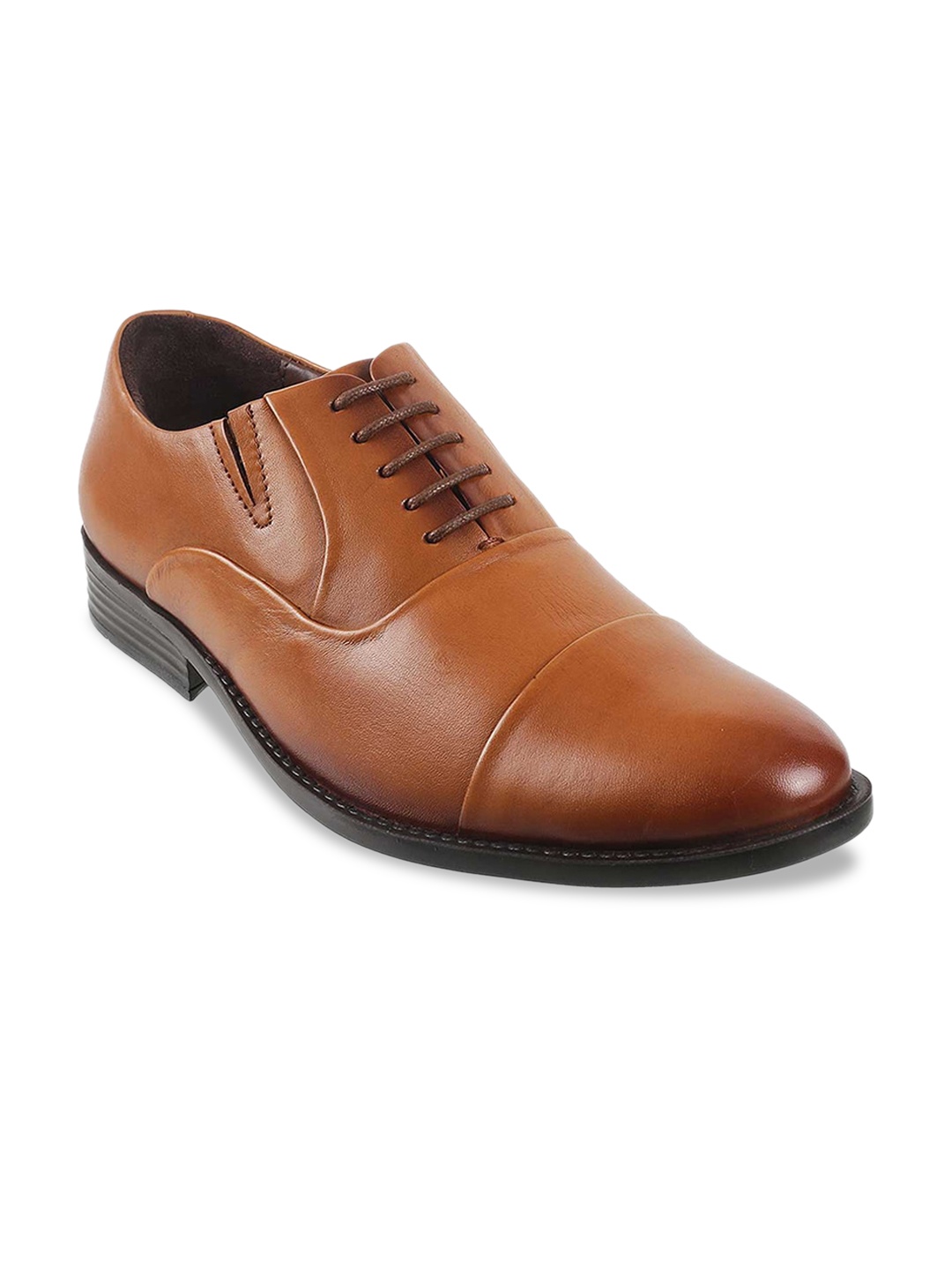 

Metro Men Tan Brown Solid Leather Formal Oxfords