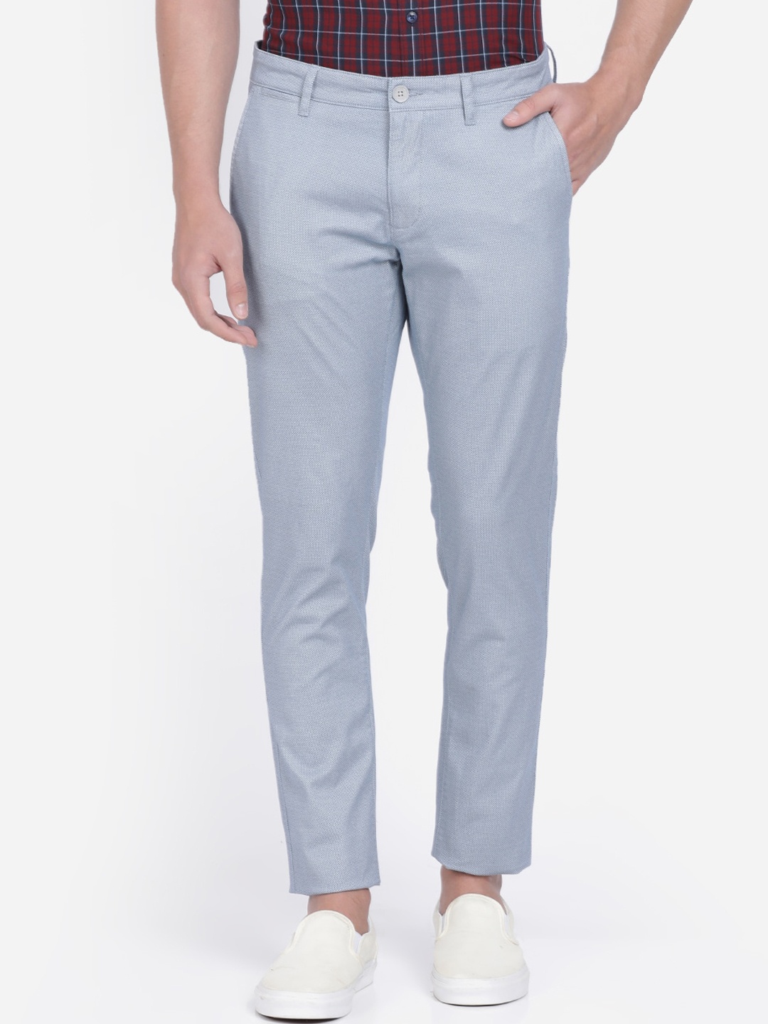 

Crocodile Men Blue Slim Fit Self Design Regular Trousers