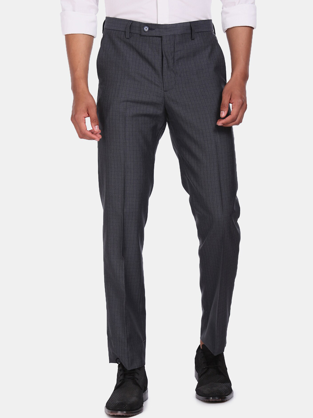 

Arrow New York Men Grey Regular Fit Striped Formal Trousers