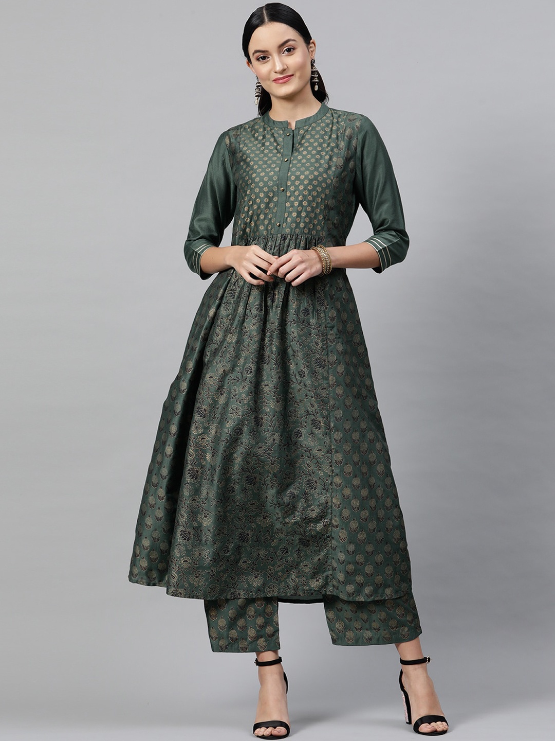 

STREET 9 Women Green Printed Kurta with Trousers