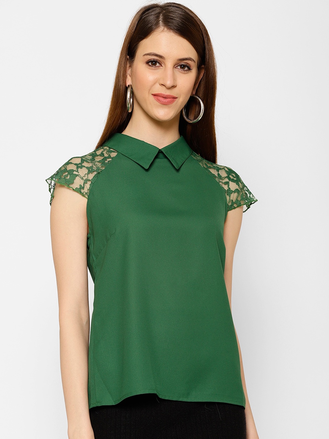 

KASSUALLY Women Green Georgette Top