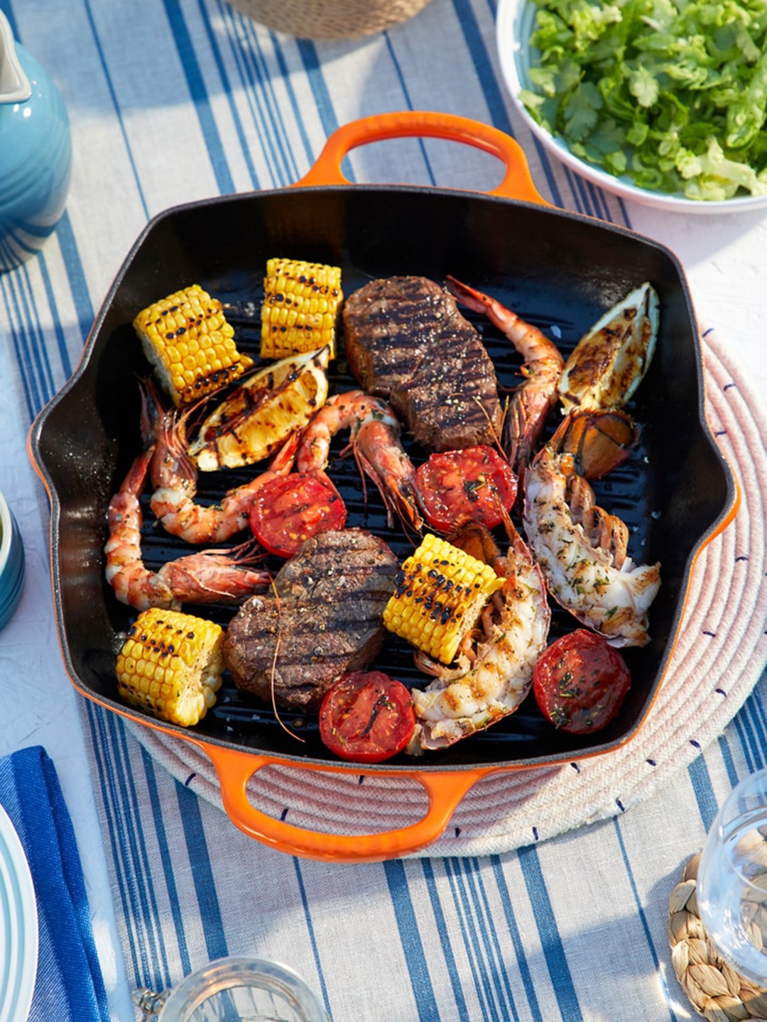 

LE CREUSET Orange & Black Textured Evo Deep Square Grill 30 cm