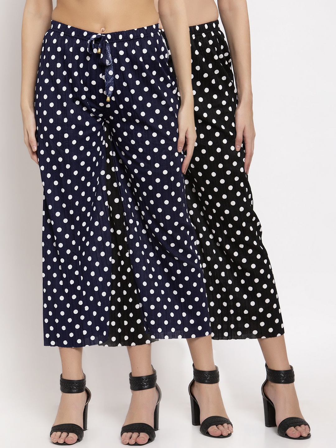 

KLOTTHE Women Multicoloured Set of 2 Printed Flared Palazzos, Multi