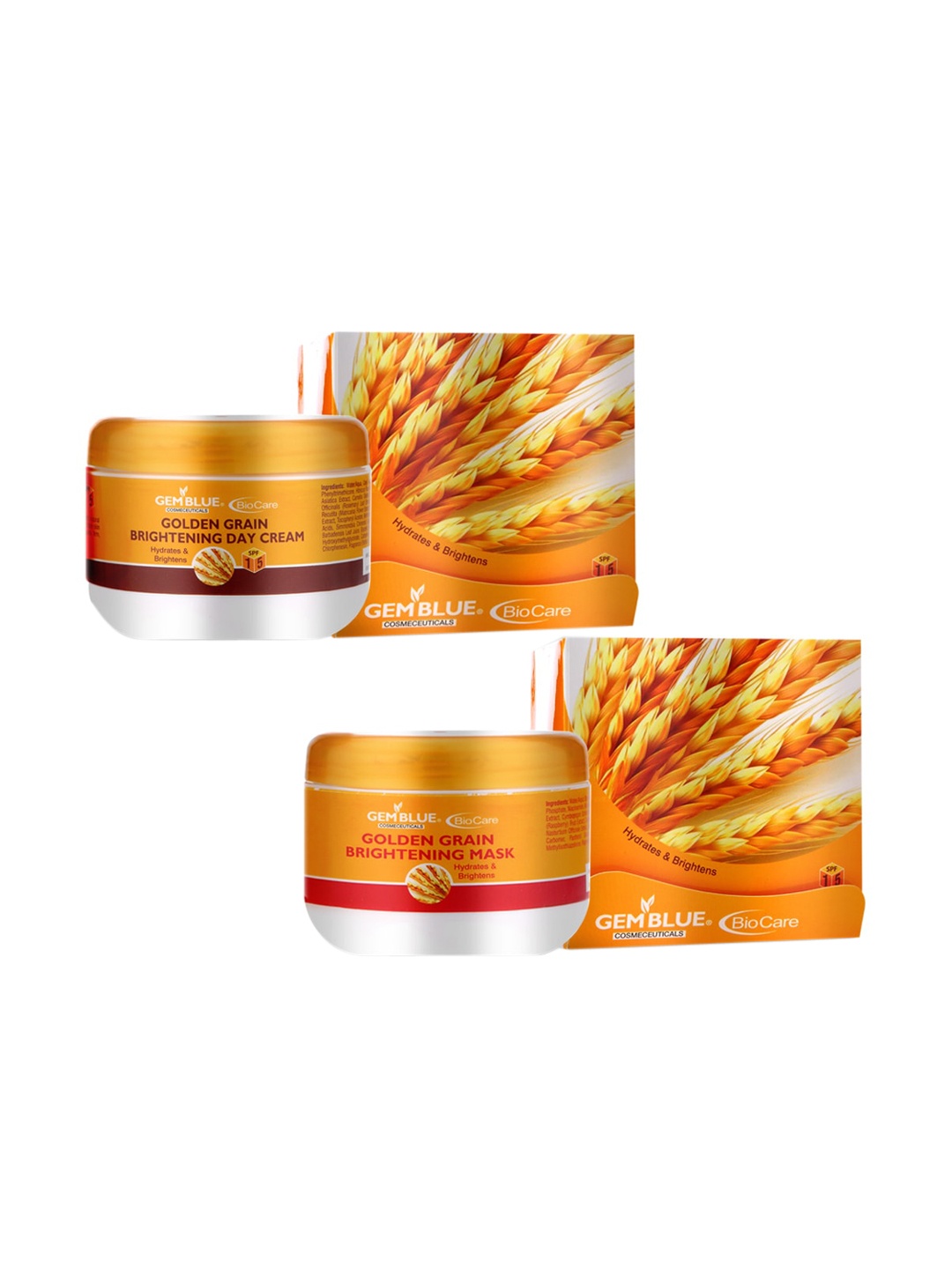 

GEMBLUE BioCare Set of 2 Golden Grain Brightening Day Creams, Gold