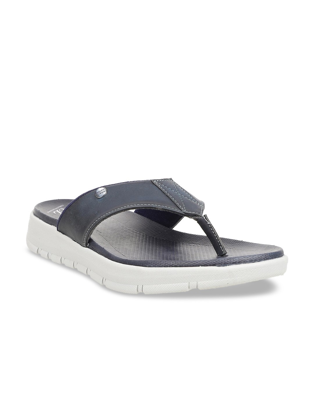 

Carlton London Men Navy Blue & White Solid Thong Flip-Flops