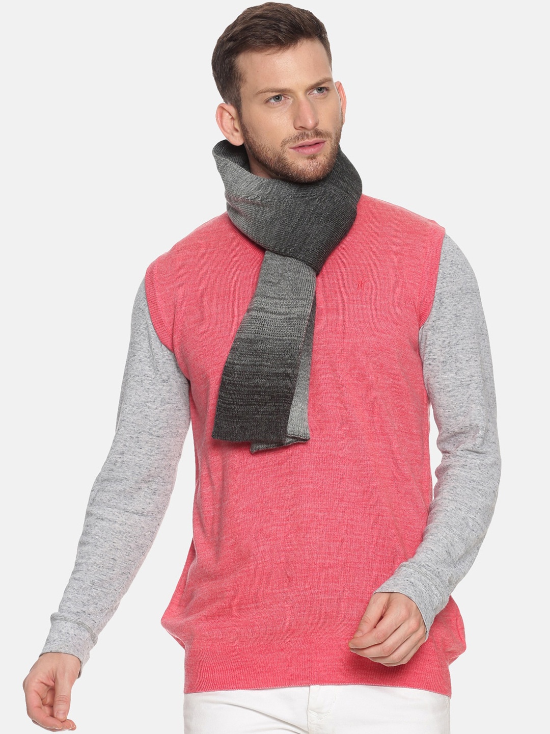 

513 Men Black & Grey Woven Design Premium Quality Knitted Muffler