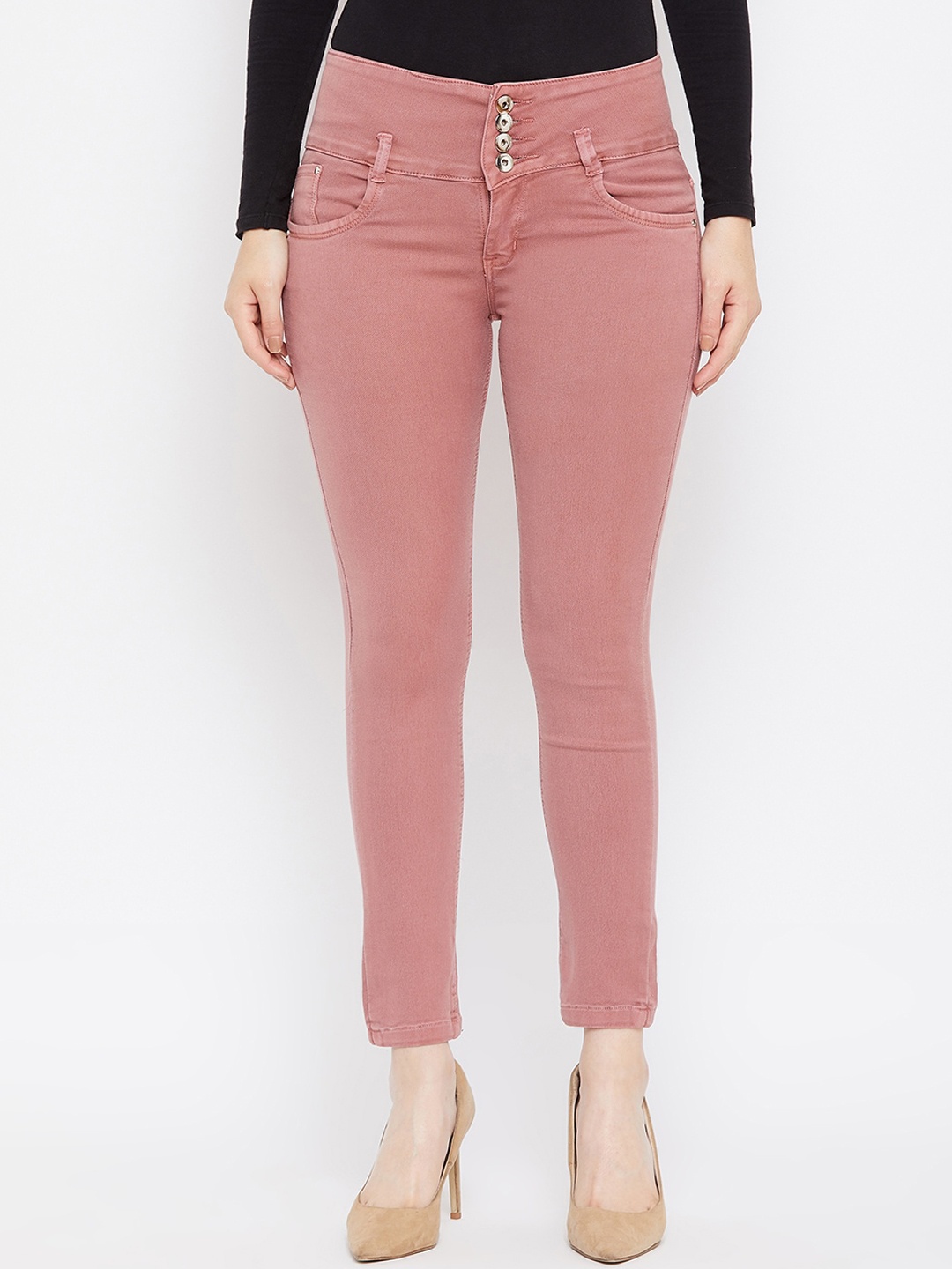 

Purple Feather Women Pink Skinny Fit High-Rise Clean Look Jeans