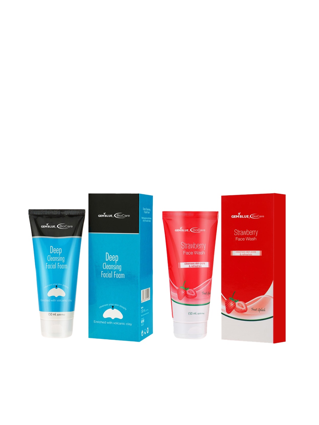 

GEMBLUE BioCare Deep Cleansing & Strawberry Facewash 150ML each (COMBO OF 2), Blue