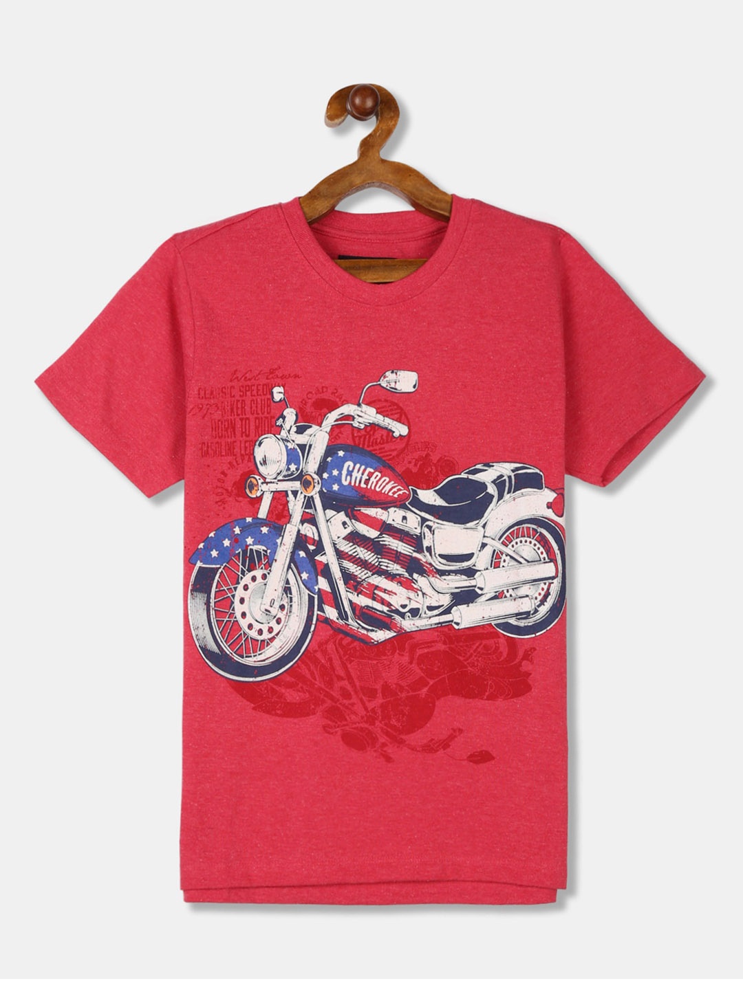 

Cherokee Boys Red Printed Round Neck Cotton T-shirt