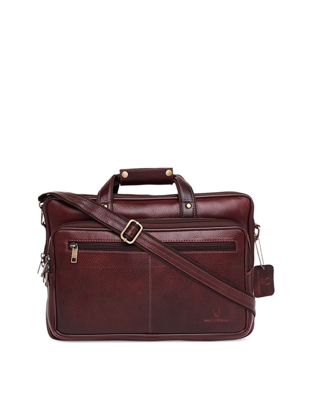 

WildHorn Men Maroon Textured 16 Inch Leather Laptop Bag