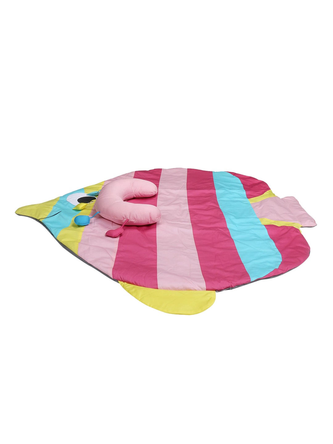 

My Milestones Infant Kids Pink & Blue Rainbow Fish Tummy-Time Playmat With Sensory Pillow