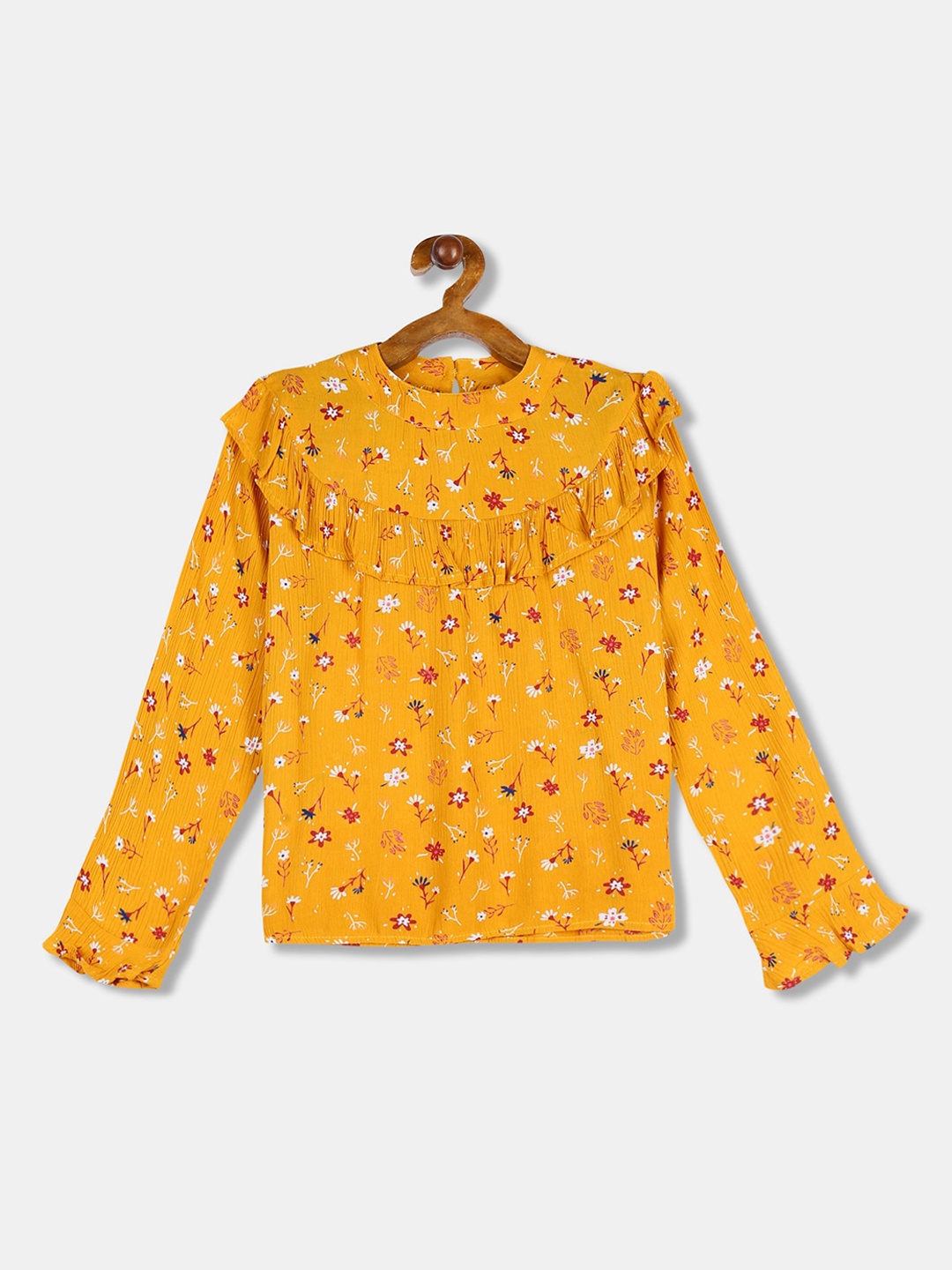 

Cherokee Girls Mustard Yellow Printed Top