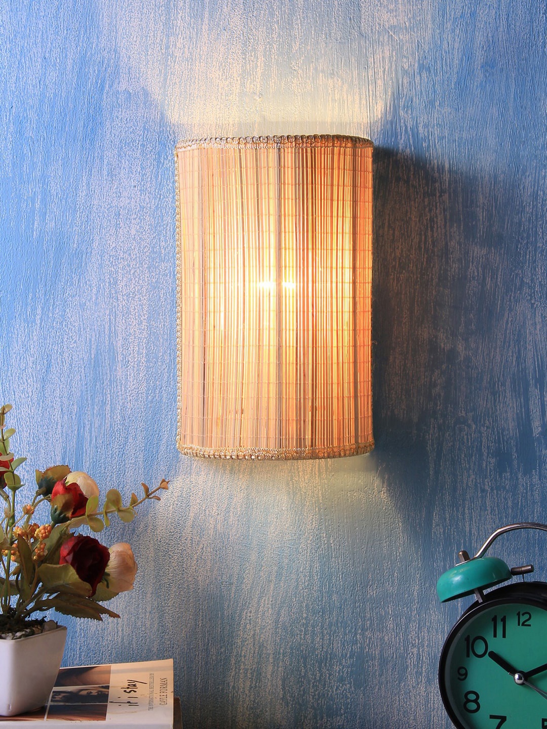 

Devansh Beige Solid Contemporary Bamboo Flush Mount Light