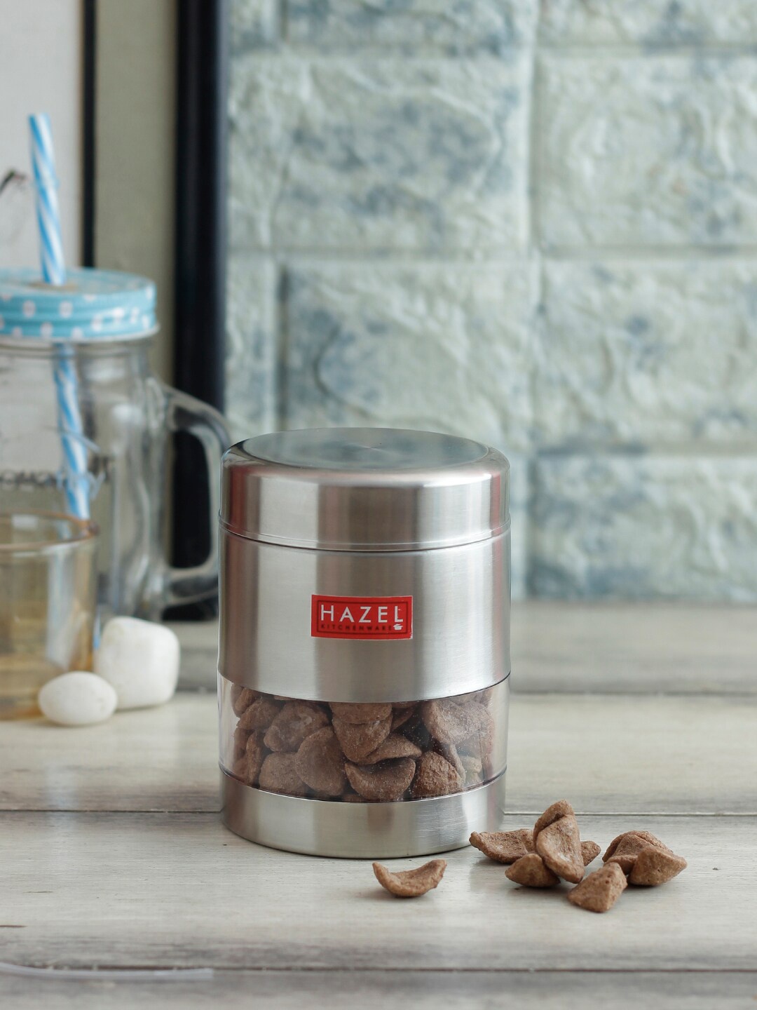 

HAZEL Set Of 6 Silver Stainless Steel Containers With Lids 500 ML