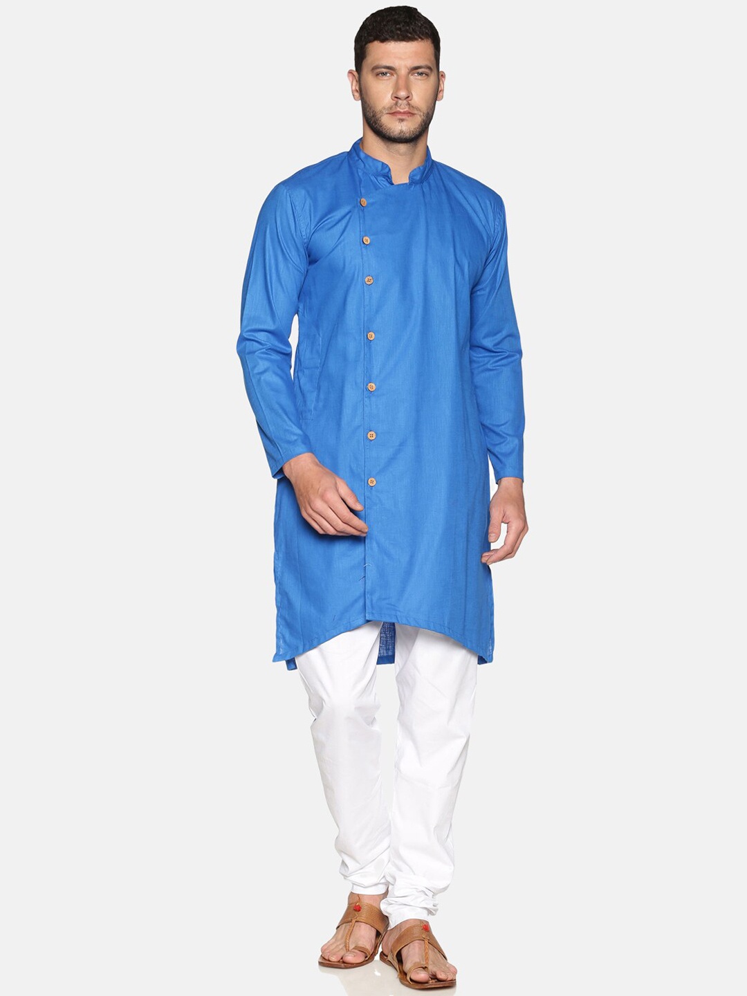 

Sethukrishna Men Blue Solid A-Line Kurta