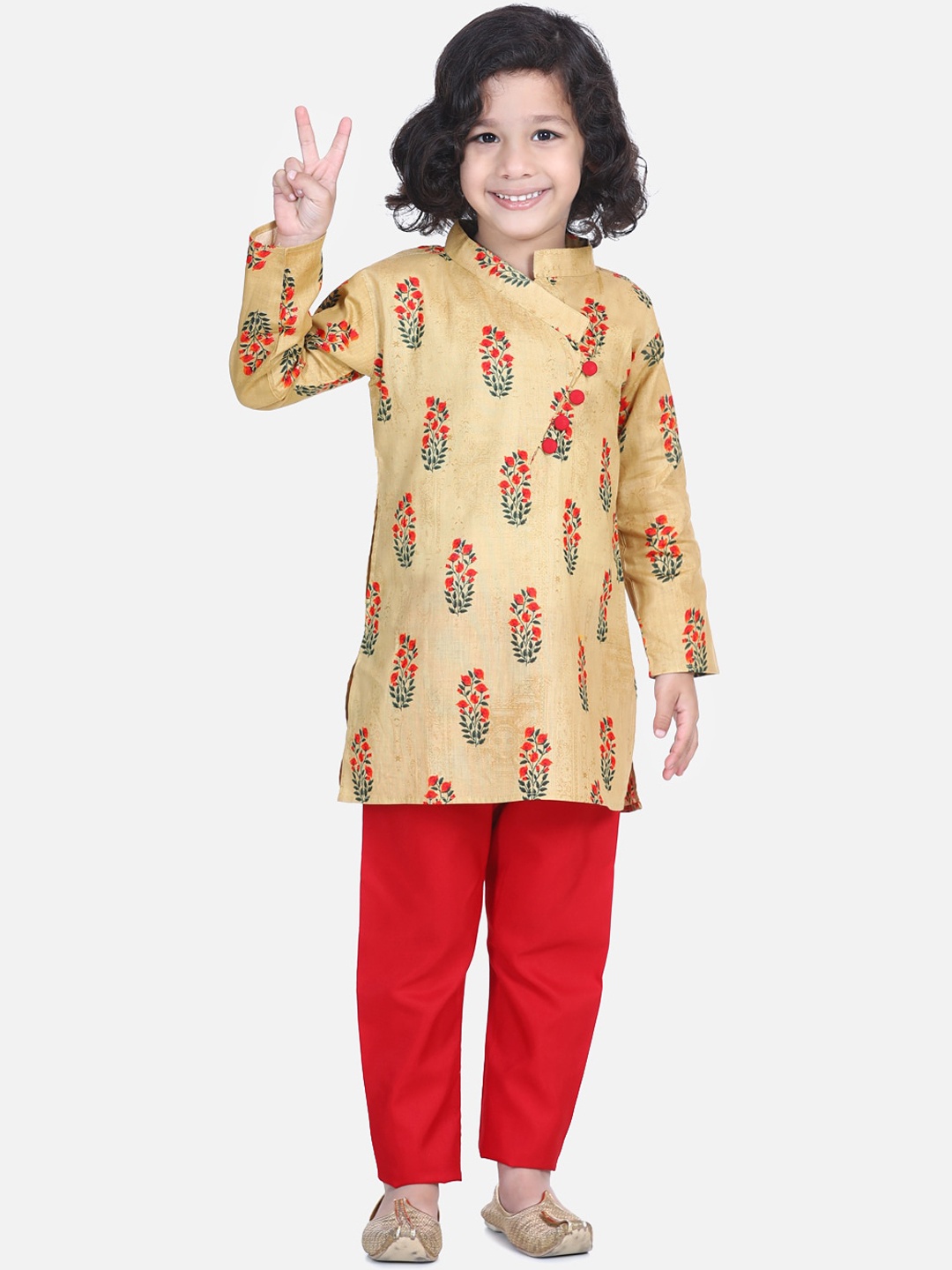 

BownBee Boys Yellow & Red Printed Kurta with Salwar