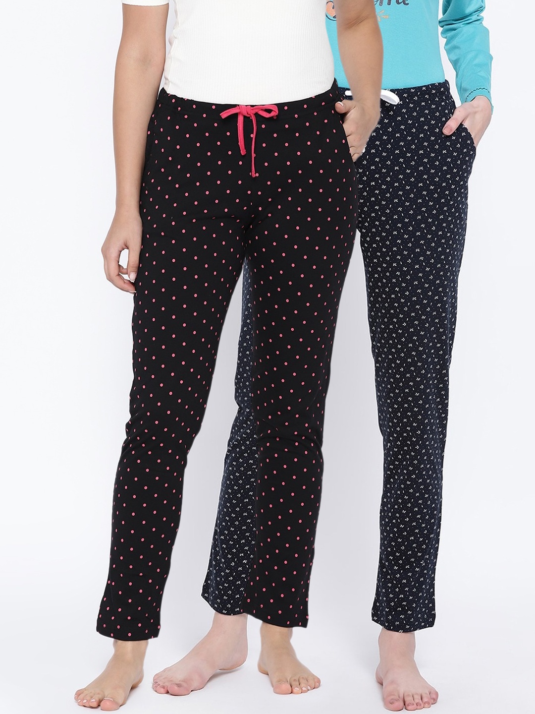 

Kanvin Women Pack Of 2 Printed Lounge Pants, Black