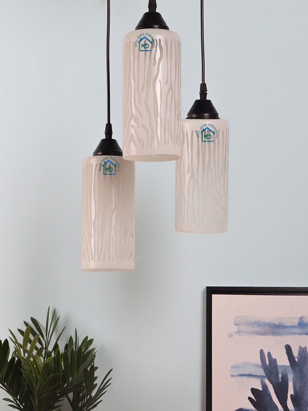 

MFD HOME FURNISHING White & Black Printed Traditional Cluster Lights