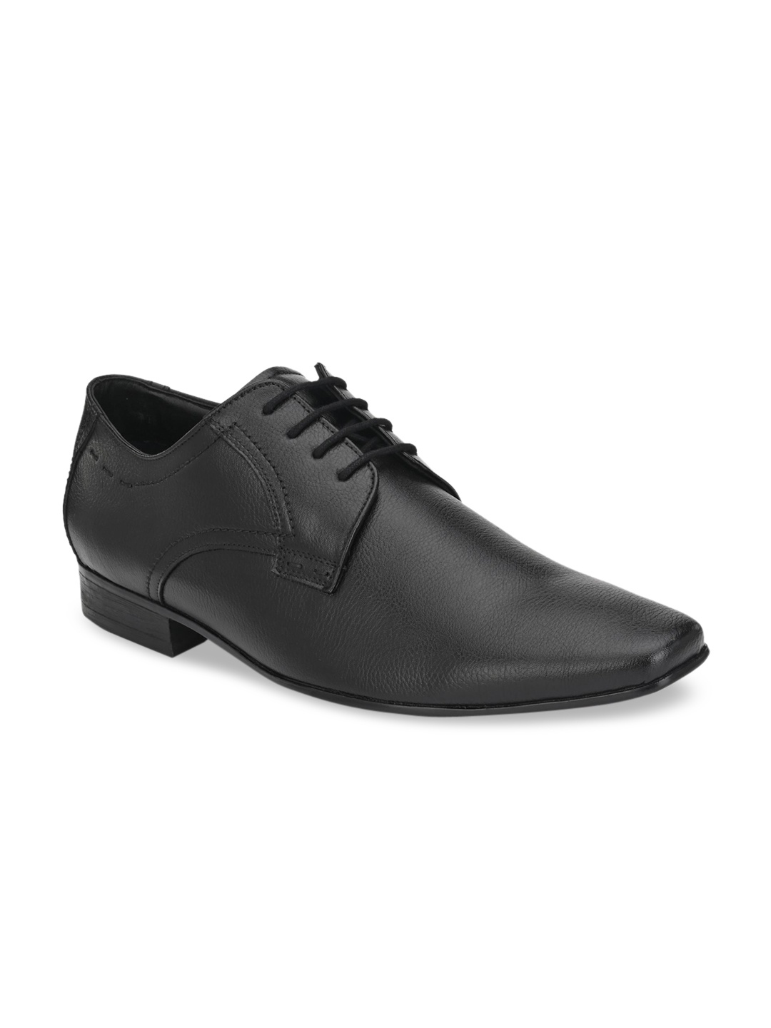 

Hitz Men Black Solid Leather Formal Derbys