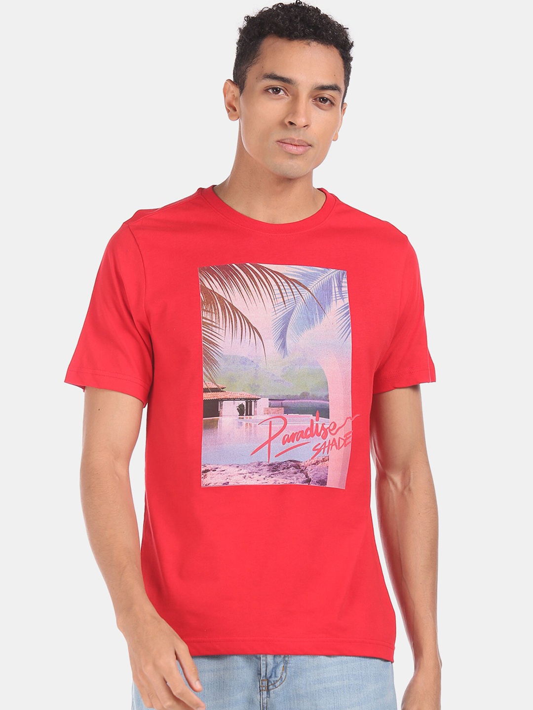 

Colt Men Red Printed Round Neck T-shirt