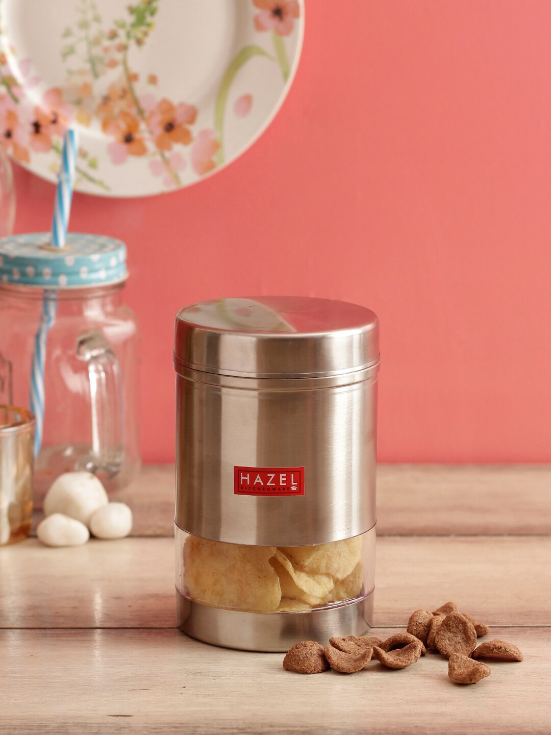 

HAZEL Silver Stainless Steel Container With Lid 600 ml