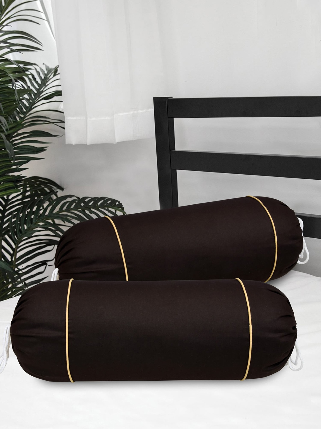 

Clasiko Set of 2 Coffee Brown Solid 300 TC Bolster Covers