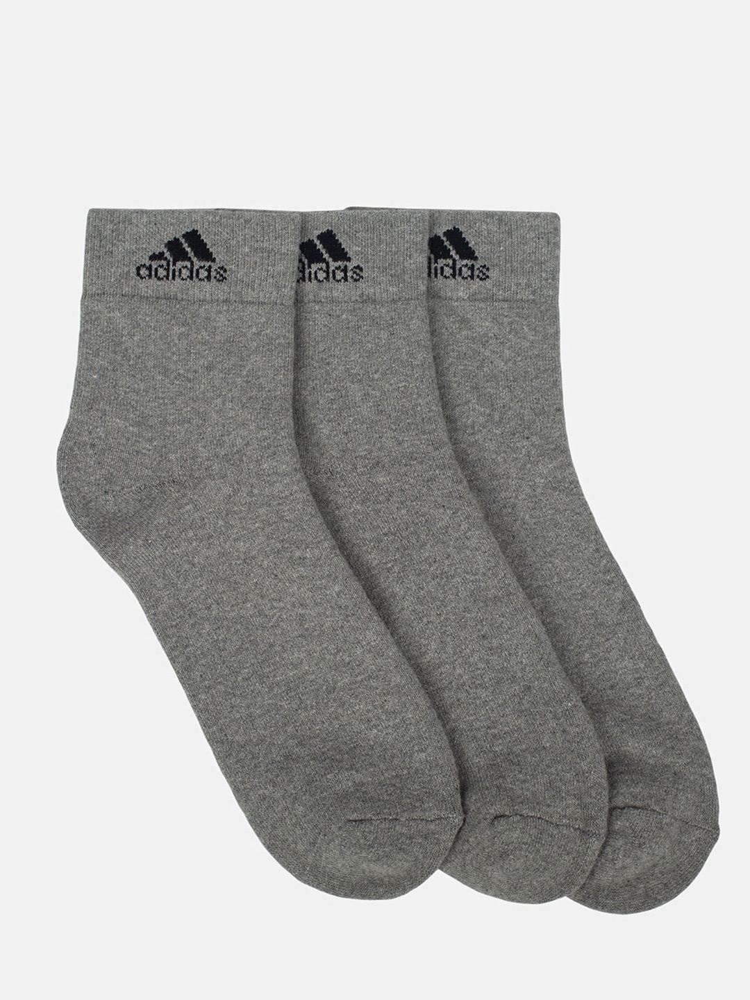 

ADIDAS Men Pack of 3 Grey Solid Ankle-Length Socks