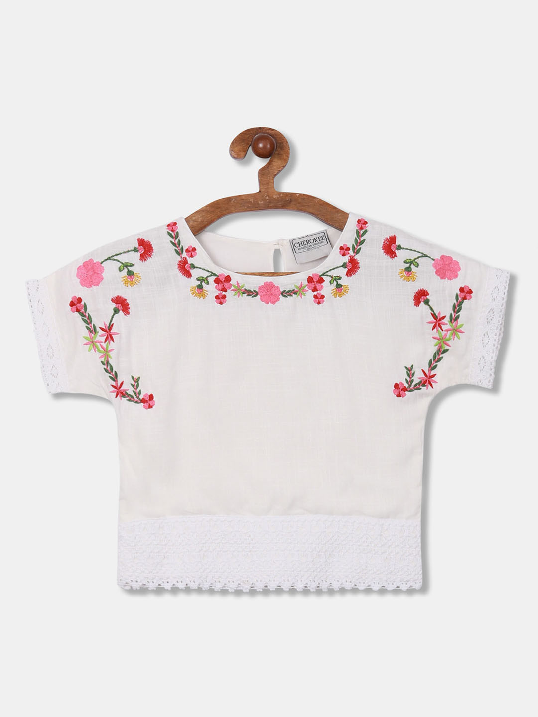 

Cherokee Girls White Embroidered Round Neck Top