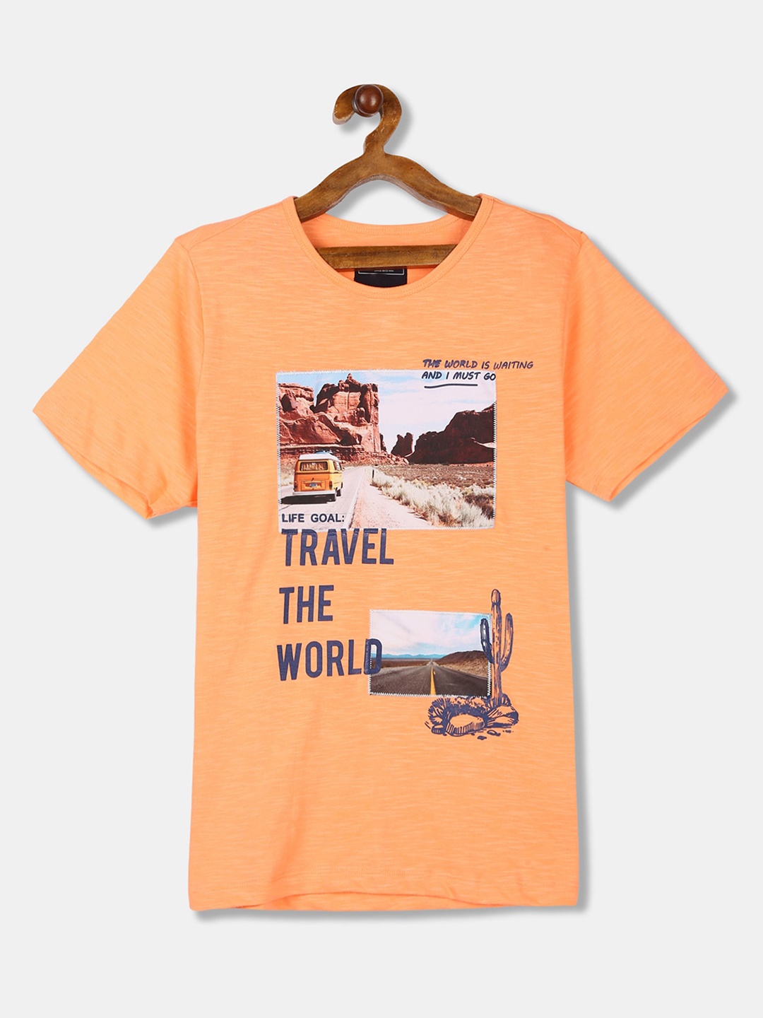 

Cherokee Boys Orange Printed Round Neck T-shirt
