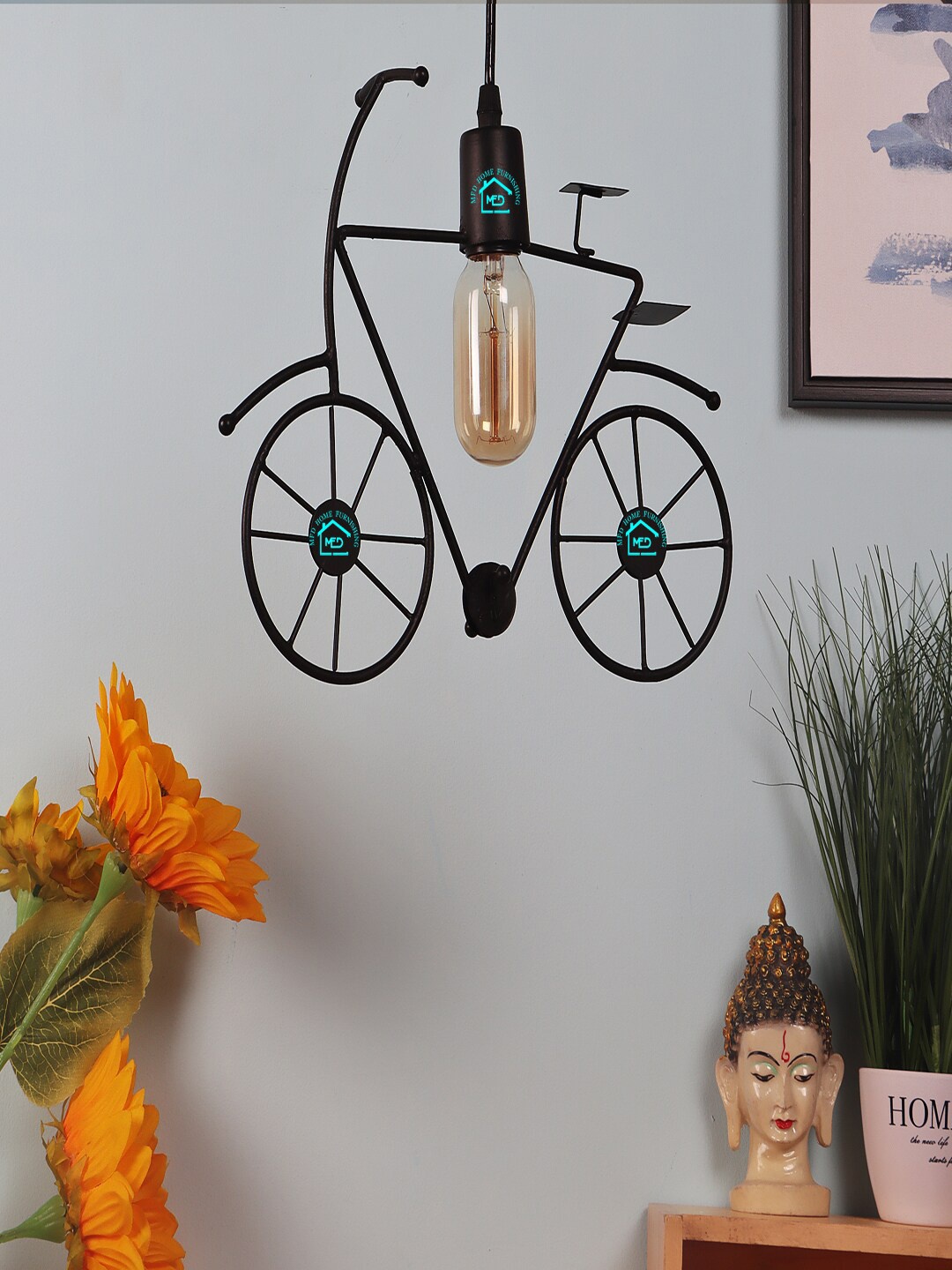 

MFD HOME FURNISHING Black & Beige Solid Quirky Hanging Light