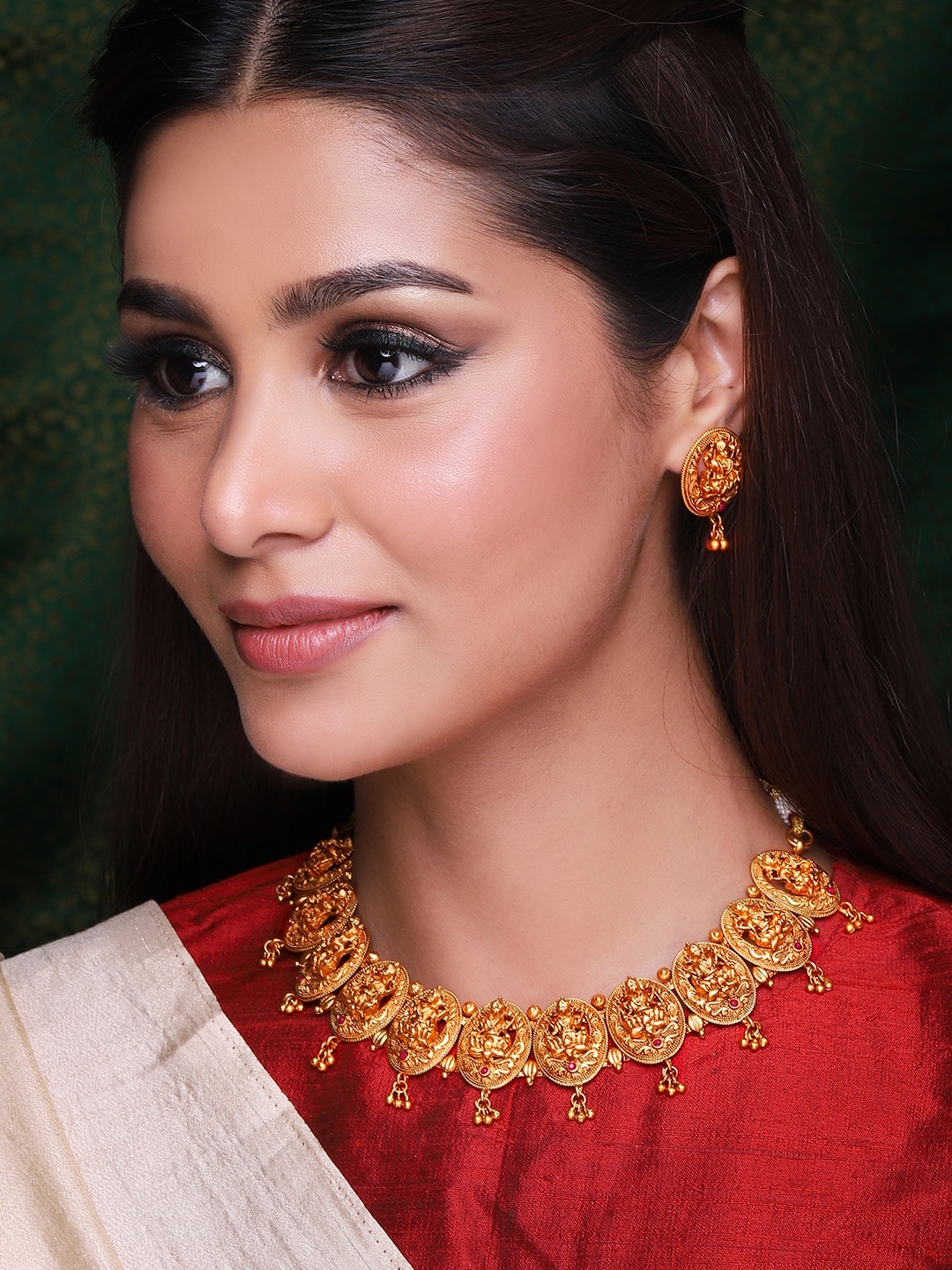 

Rubans 24K Gold Plated Pink Stone Studded Handcrafted Jewellery Set