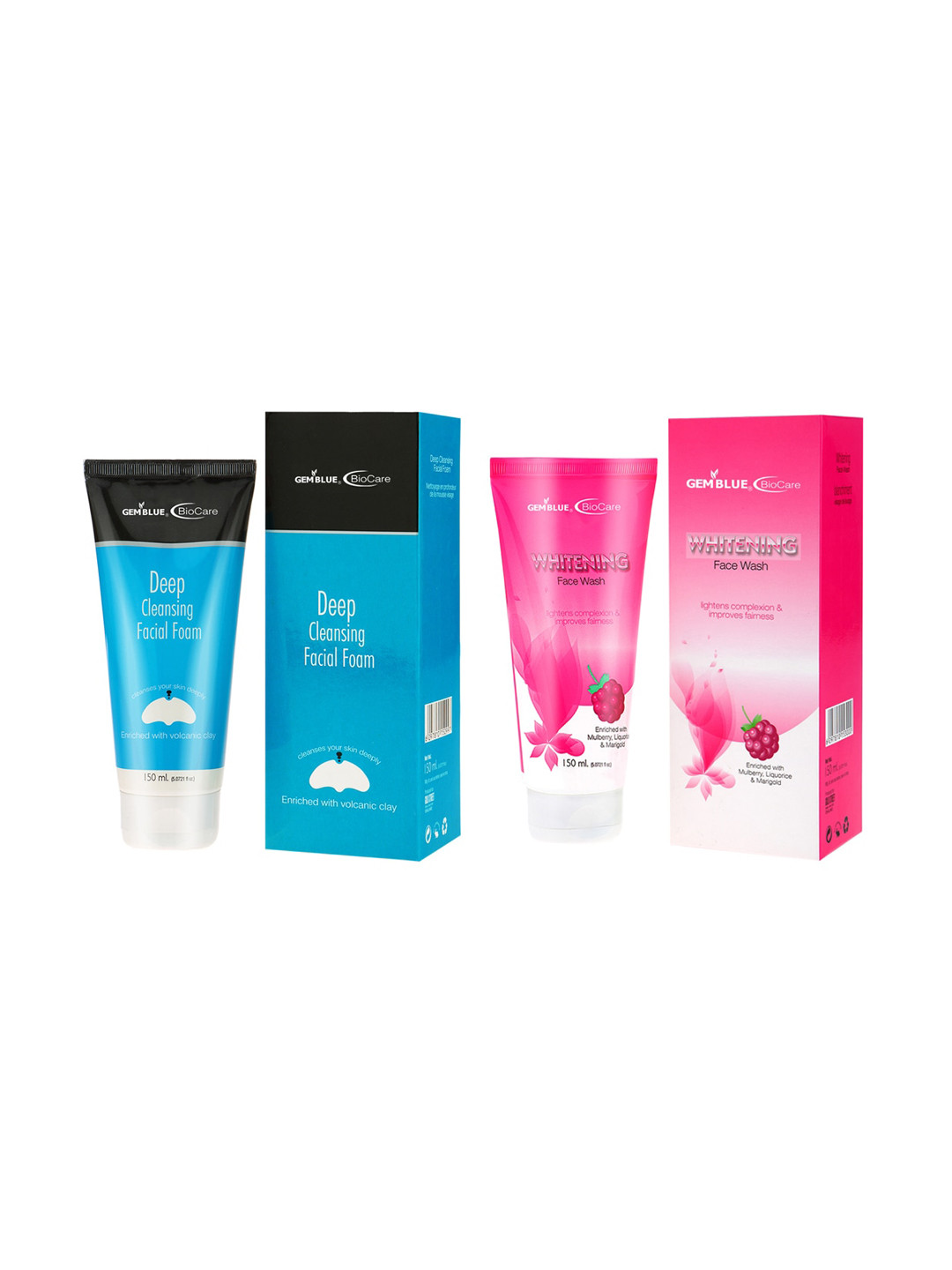 

GEMBLUE BioCare Deep Cleansing & Whitening Face Wash 150ml (Pack of 2), Blue