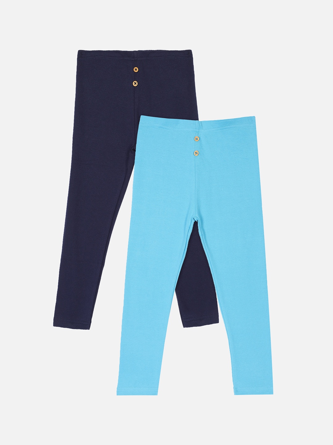 

Bodycare First Girls Pack Of 2 Solid Slim Fit Track Pants, Navy blue