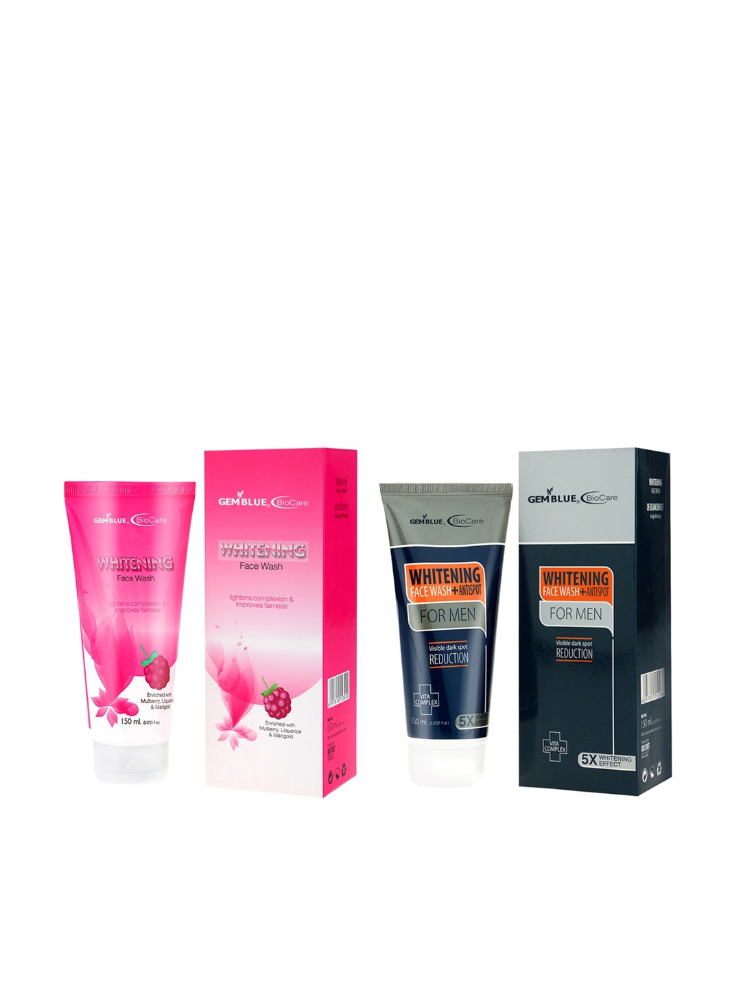 GEMBLUE BioCare Combo of 2 Whitening Face Wash 150 ml, Pink