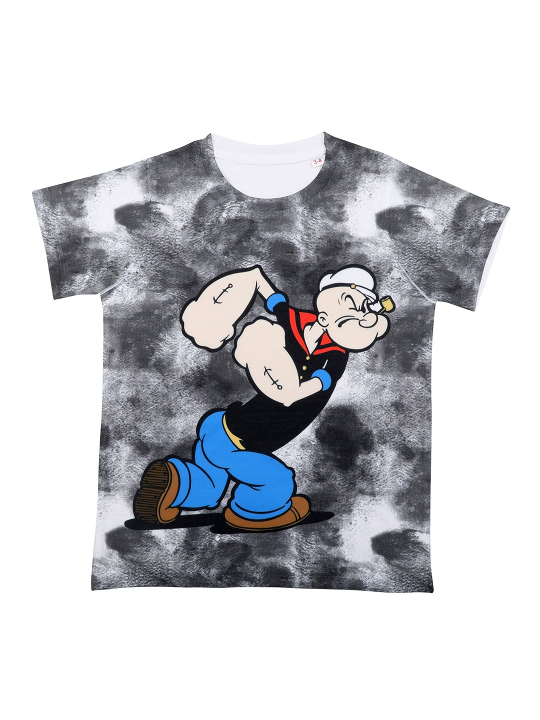 

Popeye Boys White & Grey Popeye Print Round Neck T-shirt