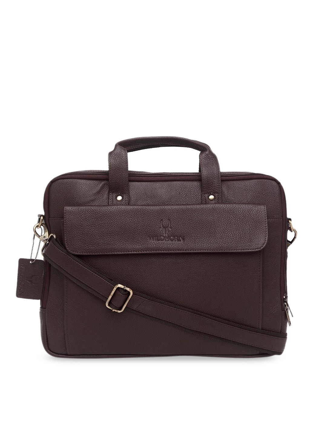 

WildHorn Men Brown Textured Laptop Bag