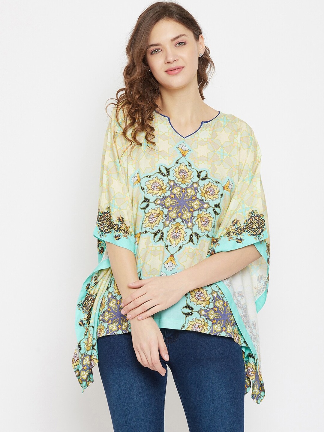 

The Kaftan Company Women Beige Printed Top