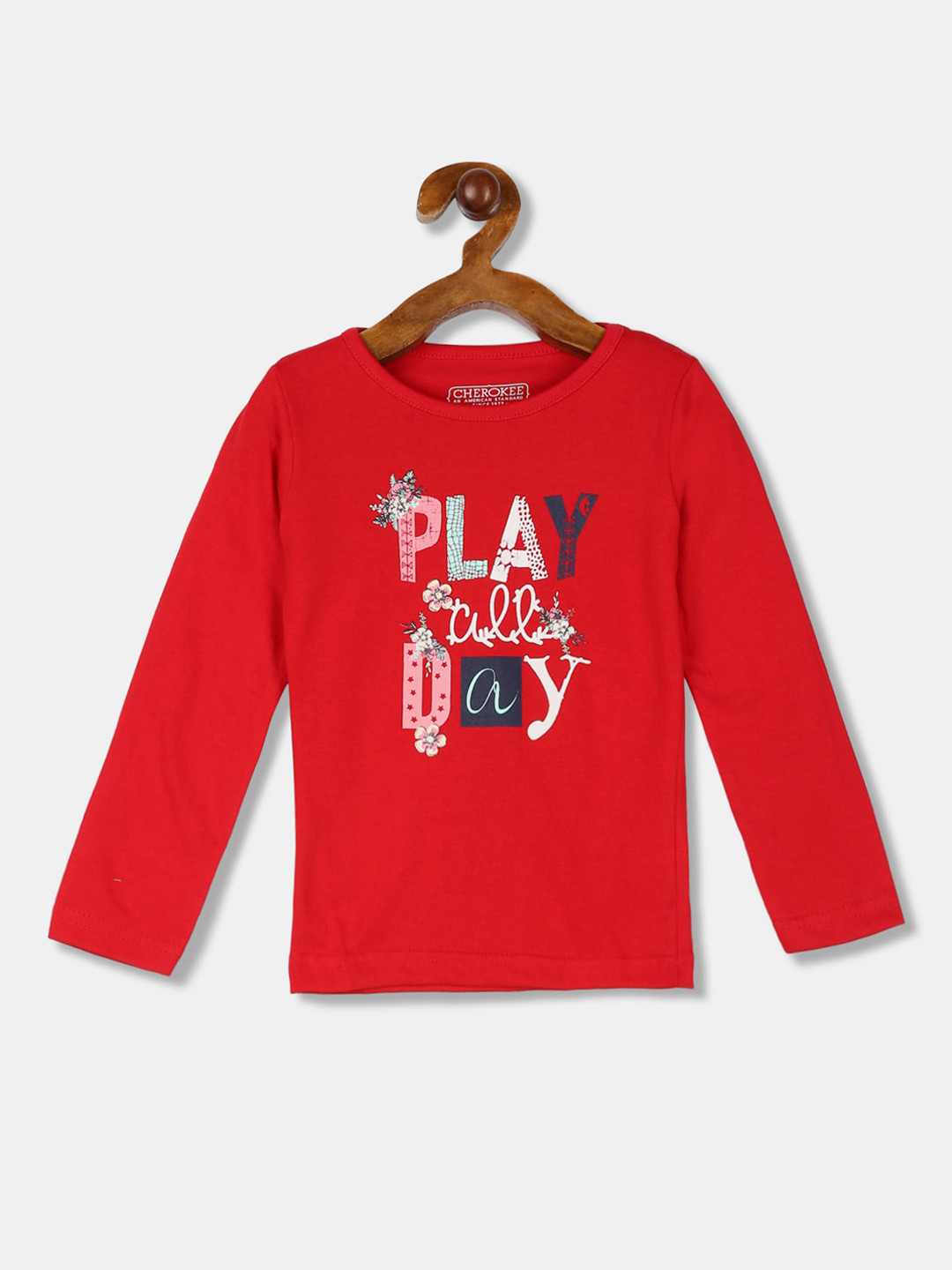 

Cherokee Girls Red Printed Round Neck T-shirt