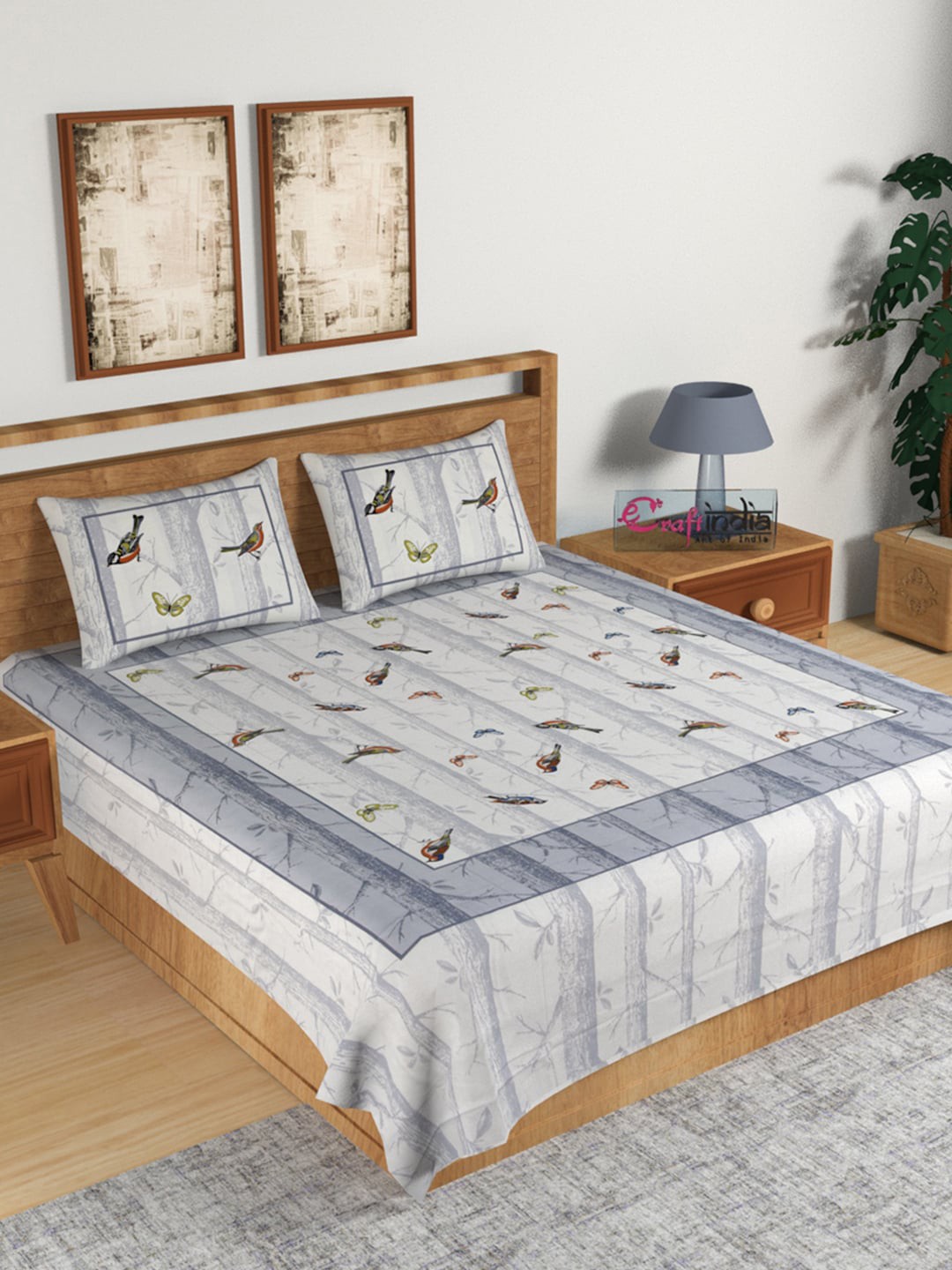 

eCraftIndia Grey Conversational TC Cotton 1 Bedsheet