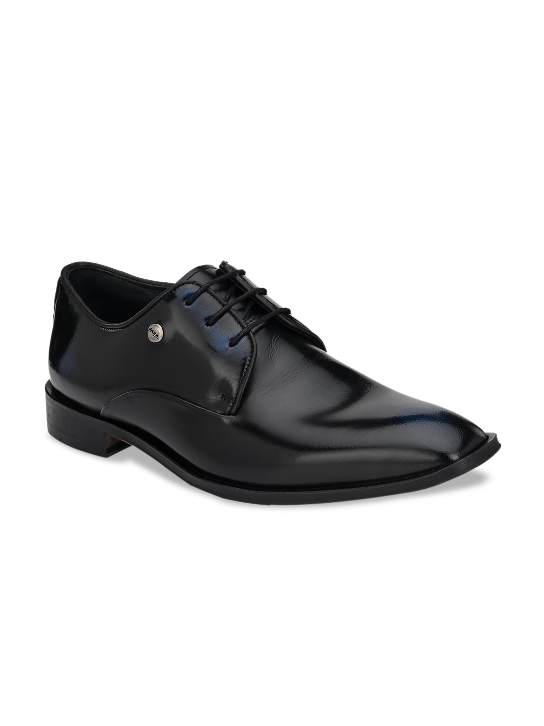 Hitz Men Blue Solid Leather Formal Derbys